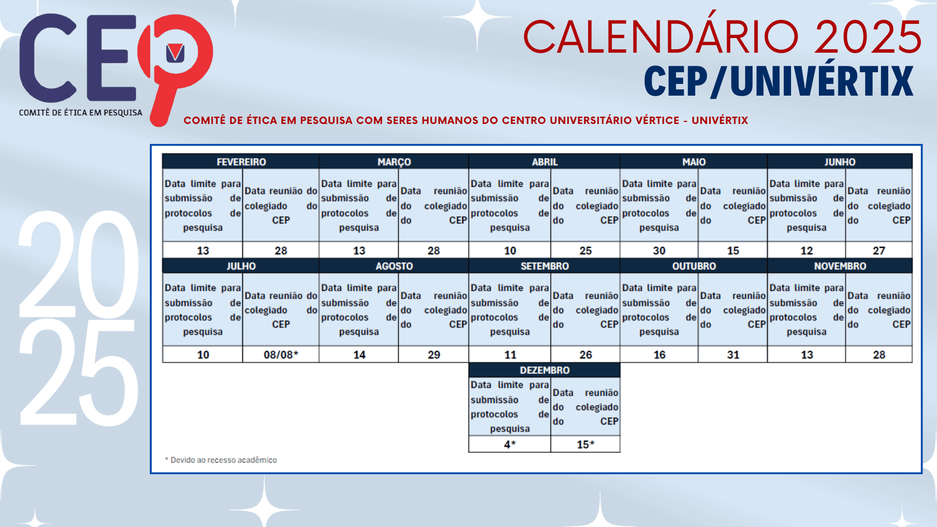 Calendário Reunião 1